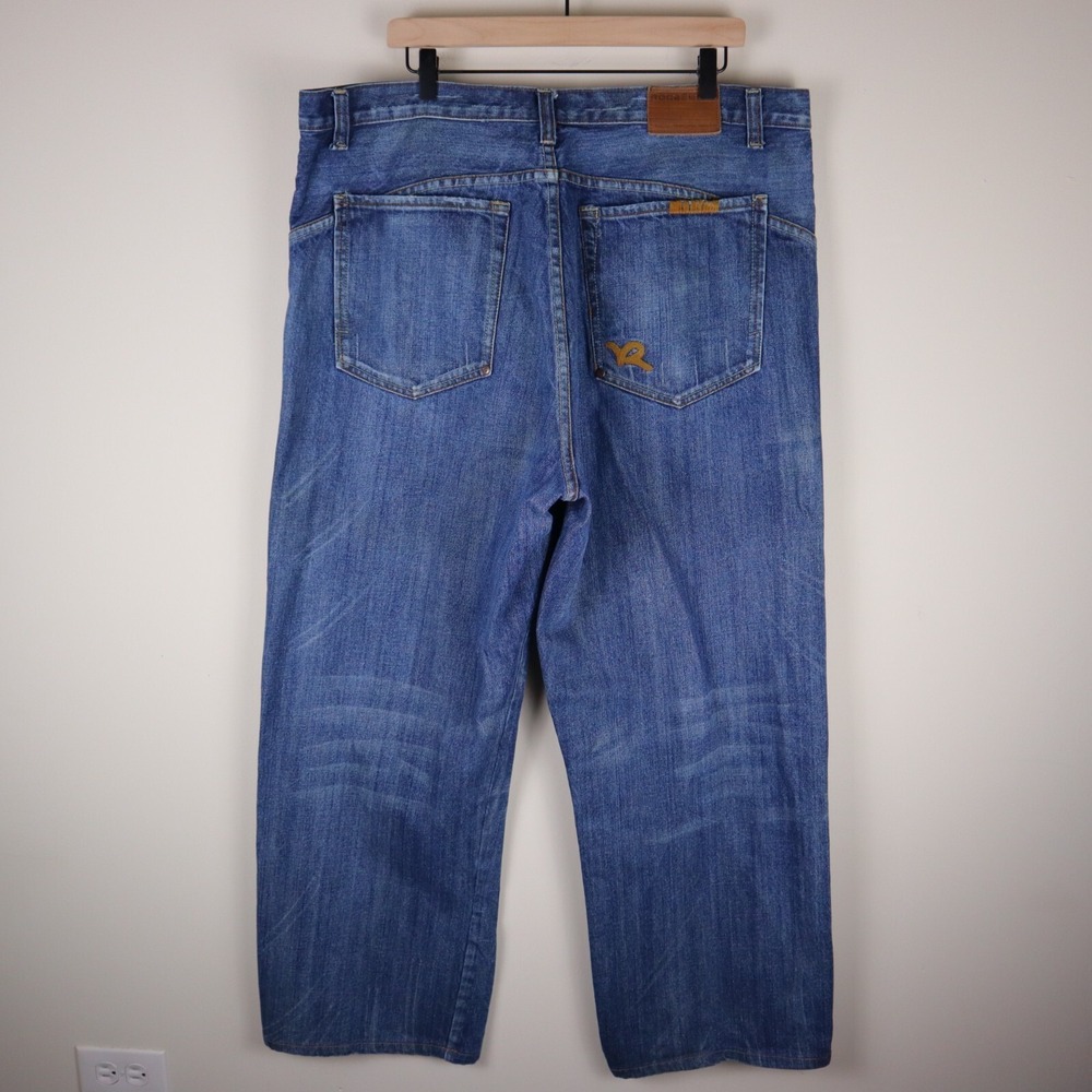 Y2K Rocawear Baggy‎ Wide Leg Jeans Medium Wash Size 40x34 Waist 40" Inseam 30"